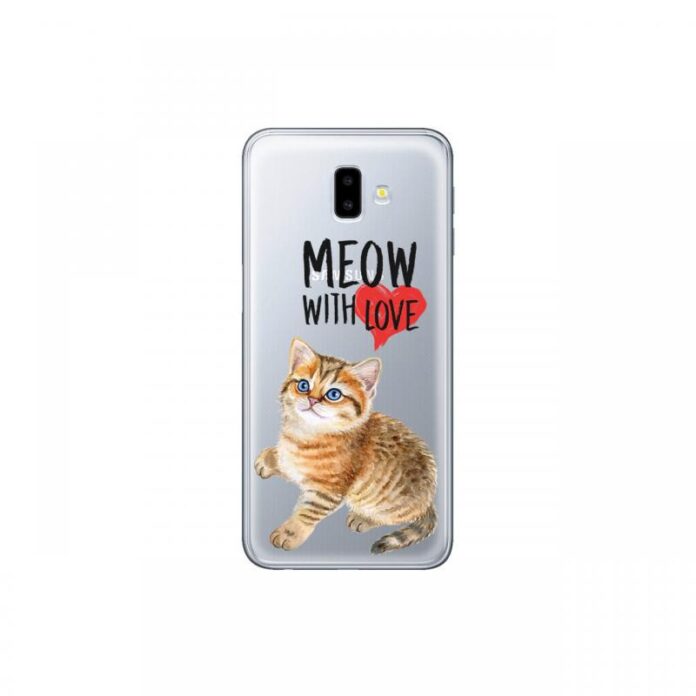 Husa Samsung Galaxy J6 Plus Lemontti Silicon Art Meow With Love Husa Samsung Galaxy J6 Plus Lemontti Silicon Art Meow With Love