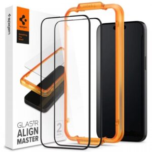 Spigen Folie Sticla Glass tR AlignMaster iPhone 15 Pro, kit de montare, 2 buc/pachet, Black Spigen Folie Sticla Glass tR AlignMaster iPhone 15 Pro, kit de montare, 2 buc/pachet, Black