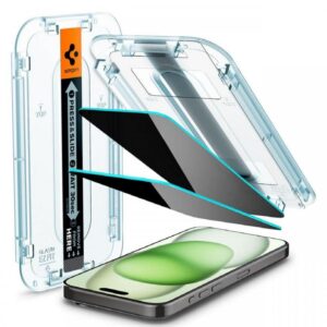 Spigen Folie Sticla Glass tR EZ Fit Privacy iPhone 15 Plus set 2 buc, kit de montare Spigen Folie Sticla Glass tR EZ Fit Privacy iPhone 15 Plus set 2 buc, kit de montare