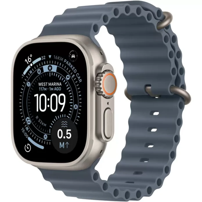 Smartwatch Apple Watch Ultra 3 GPS + Cellular 49mm Carcasa Natural Titanium Bratara Anchor Blue Ocean Band Smartwatch Apple Watch Ultra 3 GPS + Cellular 49mm Carcasa Natural Titanium Bratara Anchor Blue Ocean Band
