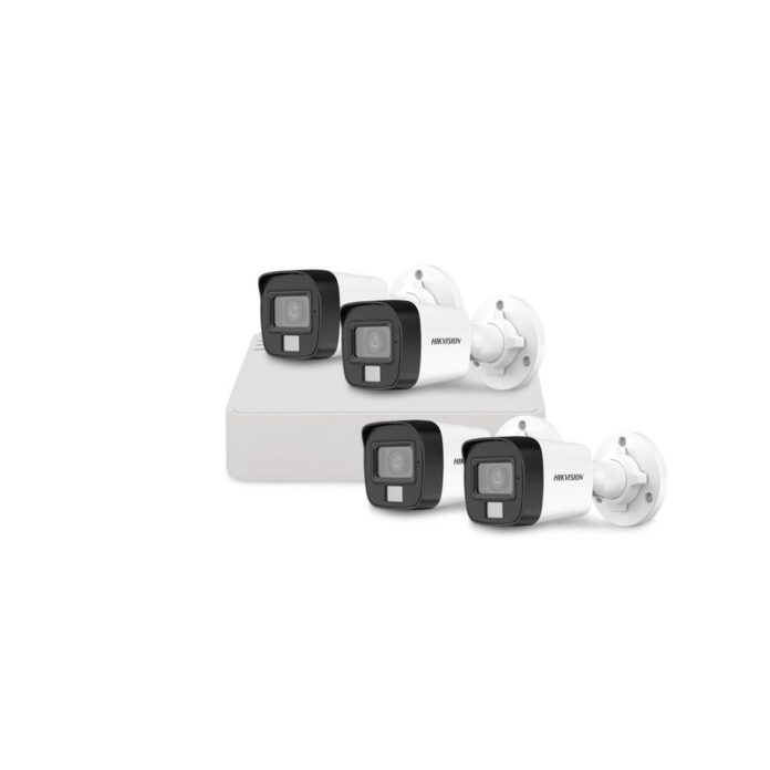 Sistem supraveghere exterior basic HikVision, 4 camere, 2 MP, IR 25 m, lumina alba 20 m, 2.8 mm, microfon Sistem supraveghere exterior basic HikVision, 4 camere, 2 MP, IR 25 m, lumina alba 20 m, 2.8 mm, microfon