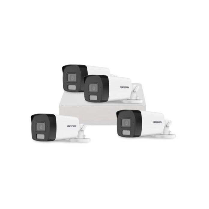 Sistem supraveghere exterior basic HikVision, 4 camere, 2 MP, IR 40 m, lumina alba 40 m, 2.8 mm, microfon Sistem supraveghere exterior basic HikVision, 4 camere, 2 MP, IR 40 m, lumina alba 40 m, 2.8 mm, microfon