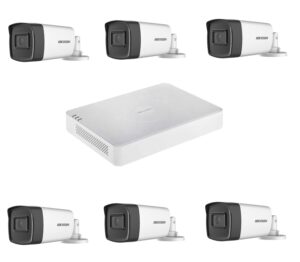 Kit supraveghere video profesional de exterior 6 camere Hikvision Turbo HD 5MP IR40 M , DVR 8 canale Hikvision, live internet Kit supraveghere video profesional de exterior 6 camere Hikvision Turbo HD 5MP IR40 M , DVR 8 canale Hikvision, live internet