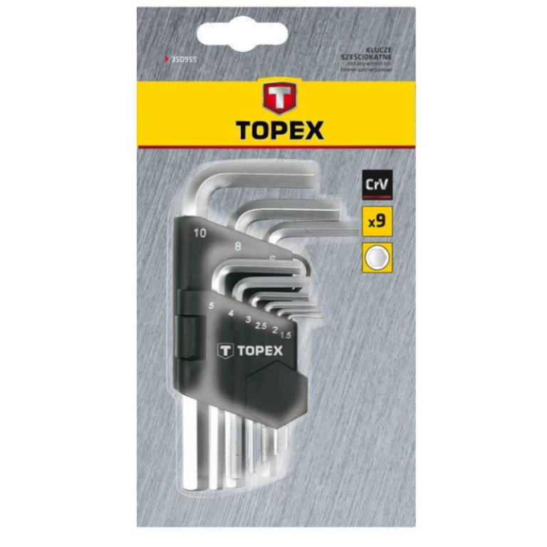 Set de 9 Chei Scurte Imbus Topex, Dimensiuni 1.5-10 mm