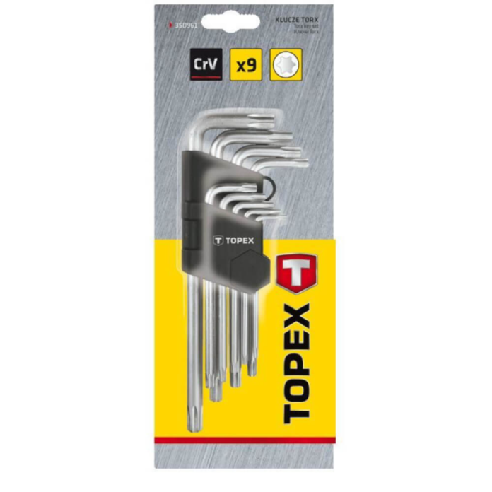 Set de 9 Chei Lungi Torx Topex, Dimensiuni T10- T50 mm Set de 9 Chei Lungi Torx Topex, Dimensiuni T10- T50 mm