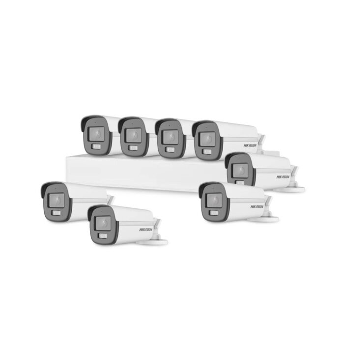 Sistem supraveghere exterior basic HikVision, 8 camere, 2 MP, 2.8 mm, IR/lumina alba 40 m, microfon Sistem supraveghere exterior basic HikVision, 8 camere, 2 MP, 2.8 mm, IR/lumina alba 40 m, microfon