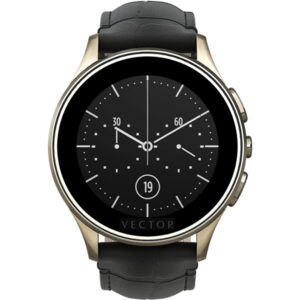 Smartwatch Vector Luna, Auriu, Curea slim piele neagra Smartwatch Vector Luna, Auriu, Curea slim piele neagra