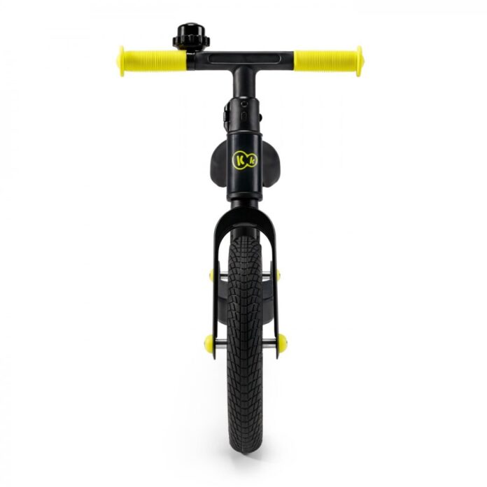Bicicleta copii fara pedale Kinderkraft Goswift black 12 inch, scaun reglabil pe inaltime 34-42 cm, varsta 3-6 ani, cadru magneziu, roti gonflabile, ghidon reglabil pe inaltime
