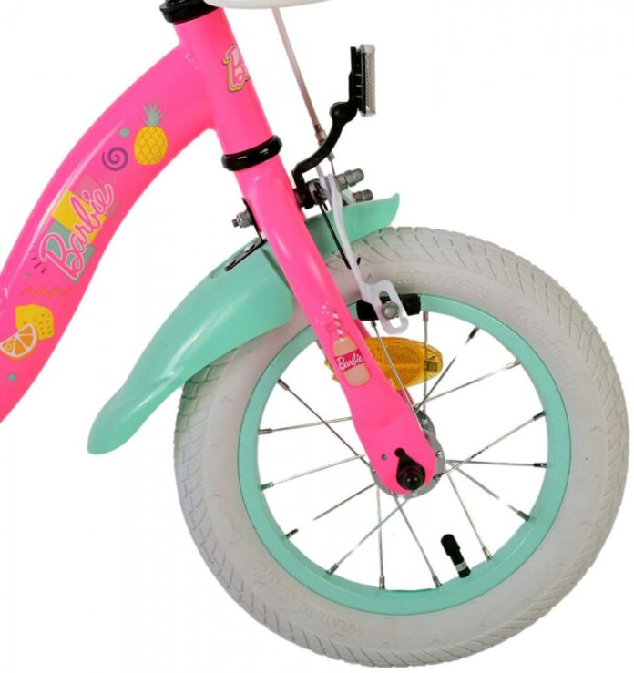 Bicicleta pentru copii EL Barbie 12 inch, frana de mana pe roata fata, scaun si ghidon reglabil, spite metalice, roti gonflabile, stopuri reflectorizante