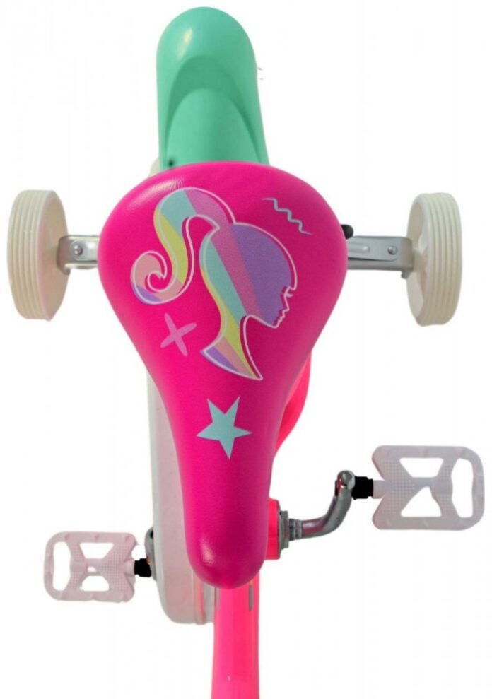 Bicicleta pentru copii EL Barbie 12 inch, frana de mana pe roata fata, scaun si ghidon reglabil, spite metalice, roti gonflabile, stopuri reflectorizante