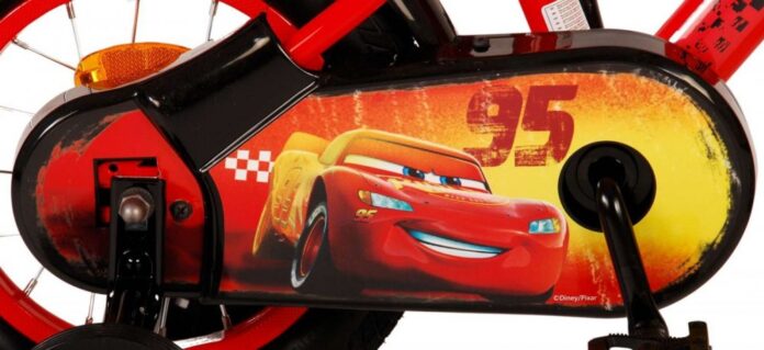 Bicicleta pentru copii EL Disney Cars 12 inch CB, frana de mana pe roata fata, scaun si ghidon reglabil, spite metalice, roti gonflabile, stopuri reflectorizante