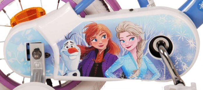 Bicicleta pentru copii EL Disney Frozen 12 inch CB, frana de mana pe roata fata, scaun si ghidon reglabil, spite metalice, roti gonflabile, stopuri reflectorizante