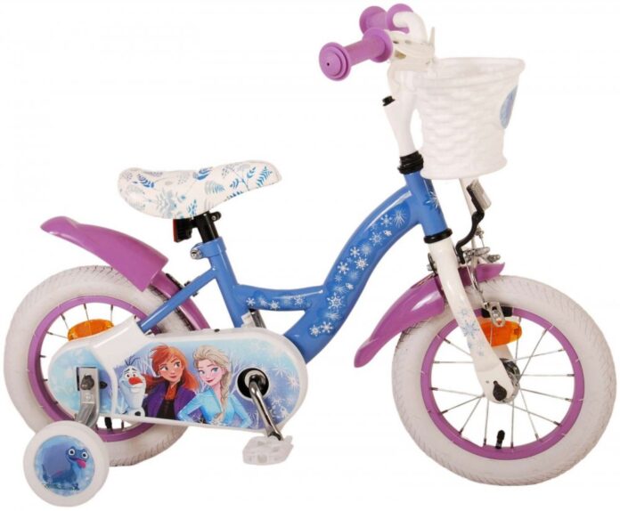 Bicicleta pentru copii EL Disney Frozen 12 inch CB, frana de mana pe roata fata, scaun si ghidon reglabil, spite metalice, roti gonflabile, stopuri reflectorizante