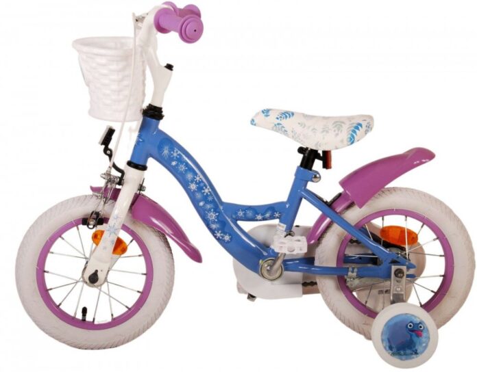 Bicicleta pentru copii EL Disney Frozen 12 inch CB, frana de mana pe roata fata, scaun si ghidon reglabil, spite metalice, roti gonflabile, stopuri reflectorizante