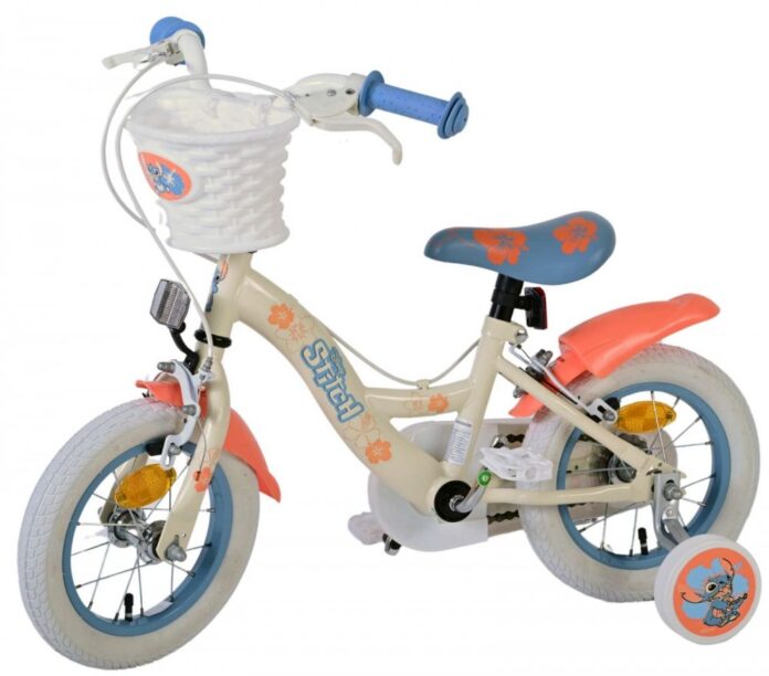 Bicicleta pentru copii EL Disney Stitch 12 inch, frana de mana pe ambele roti, scaun si ghidon reglabil, spite metalice, roti gonflabile, stopuri reflectorizante