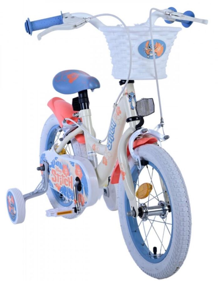 Bicicleta pentru copii EL Disney Stitch 14 inch, frana de mana pe ambele roti, scaun si ghidon reglabil, spite metalice, roti gonflabile, stopuri reflectorizante