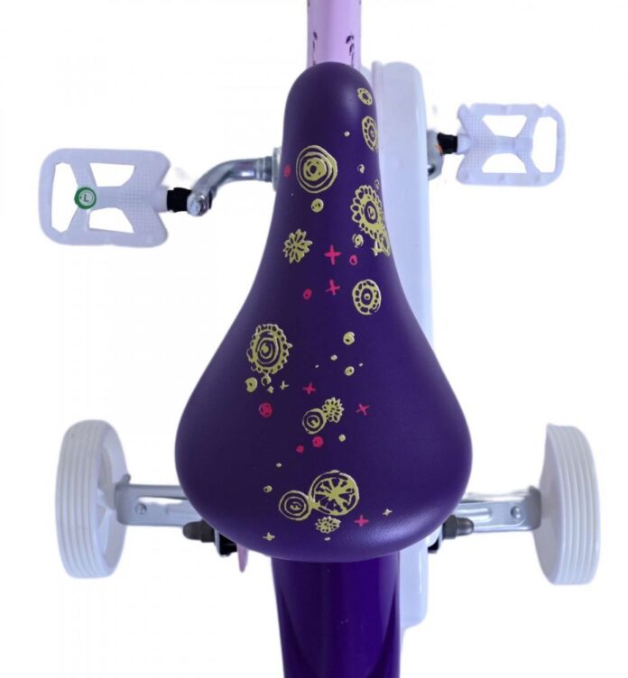Bicicleta pentru copii EL Disney Wish 12 inch, frana de mana pe roata fata, scaun si ghidon reglabil, spite metalice, roti gonflabile, stopuri reflectorizante