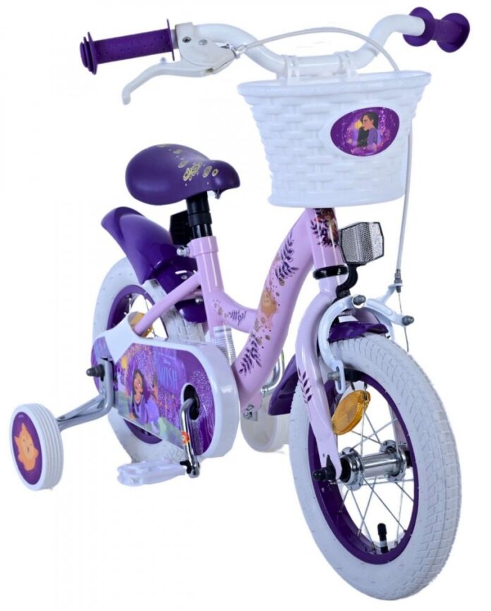 Bicicleta pentru copii EL Disney Wish 12 inch, frana de mana pe roata fata, scaun si ghidon reglabil, spite metalice, roti gonflabile, stopuri reflectorizante