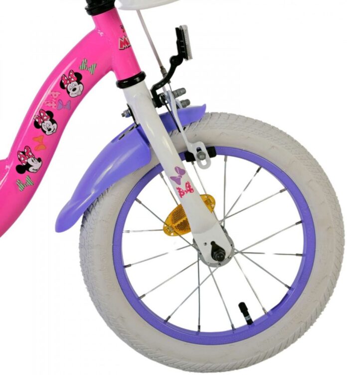 Bicicleta pentru copii EL Minnie Mouse 14 inch Cutest Ever ND, frana de mana pe roata din fata, scaun si ghidon reglabil, spite metalice, roti gonflabile, stopuri reflectorizante Bicicleta pentru copii EL Minnie Mouse 14 inch Cutest Ever ND, frana de mana pe roata din fata, scaun si ghidon reglabil, spite metalice, roti gonflabile, stopuri reflectorizante