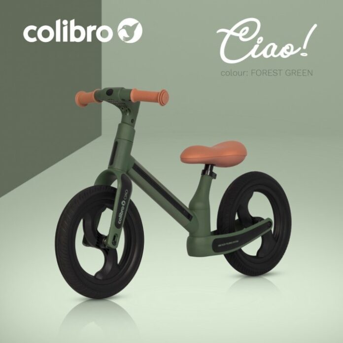 Bicicleta de echilibru pentru copii, fara pedale, pliabila, cu scaunelul si ghidonul reglabile pe inaltime, cu roti din cauciuc de 12 inch, Colibro Ciao Forest Green Bicicleta de echilibru pentru copii, fara pedale, pliabila, cu scaunelul si ghidonul reglabile pe inaltime, cu roti din cauciuc de 12 inch, Colibro Ciao Forest Green