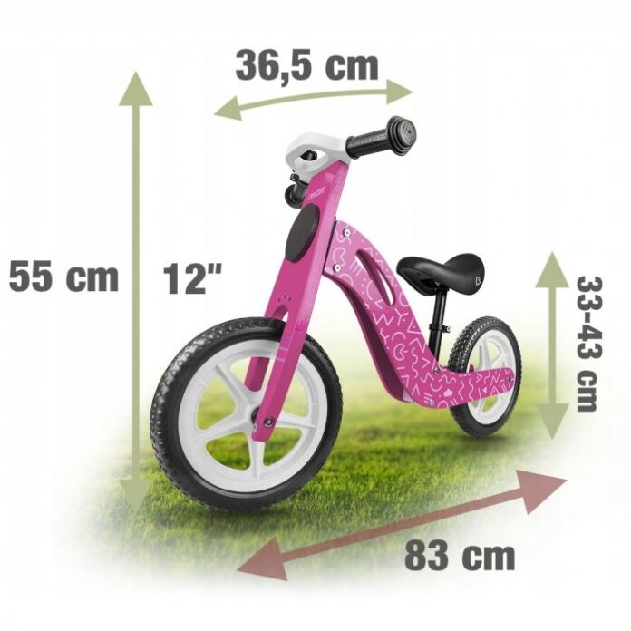 Bicicleta copii din lemn fara pedale Ricokids Roz, roti spuma EVA, de la 2 ani, inaltimea scaunului 33-43 cm, manere cauciucate, scaun moale din spuma Bicicleta copii din lemn fara pedale Ricokids Roz, roti spuma EVA, de la 2 ani, inaltimea scaunului 33-43 cm, manere cauciucate, scaun moale din spuma