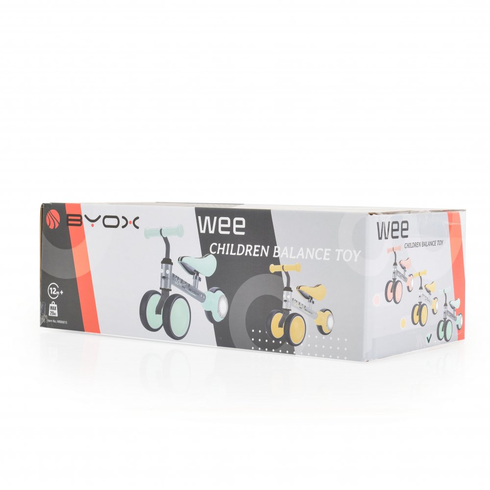Tricicleta copii fara pedale Byox Mini Wee Green, scaun moale reglabil pe inaltime, roti cu lumini, raza de rotatie limitata, roti late din spuma Eva, de la 12 luni pana la 20 kg Tricicleta copii fara pedale Byox Mini Wee Green, scaun moale reglabil pe inaltime, roti cu lumini, raza de rotatie limitata, roti late din spuma Eva, de la 12 luni pana la 20 kg