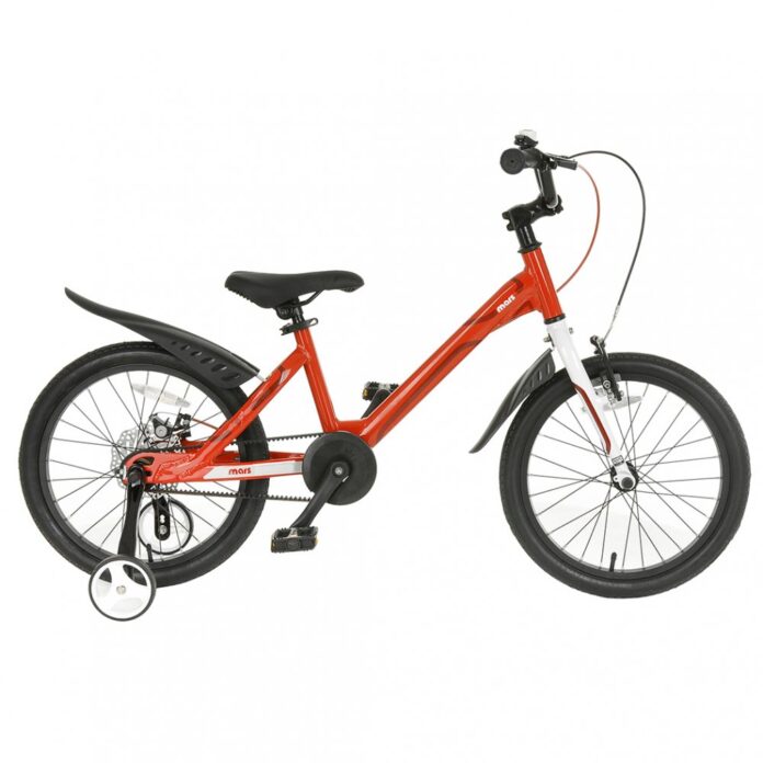 Bicicleta pentru copii Royal Baby 16 inch Mars M1601C RosuAlb 4-6 ani, cadru din aluminiu, roti ajutatoare, frana spate mecanica pe disc frana fata C-brake