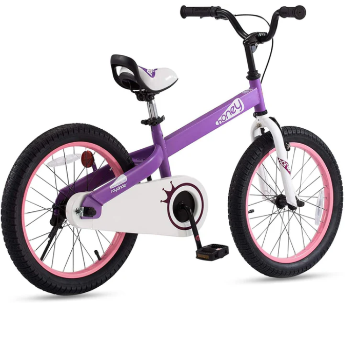 Bicicleta pentru copii Royal Baby Honey Children Mov cu ghidon reglabil, cadru din otel,  18 inch, varsta 5-7 ani , greutate suportata 80 kg
