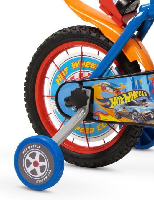 Bicicleta pentru copii Toimsa Hot Wheels 14 inch cu roti ajutatoare, suport si sticla de apa Bicicleta pentru copii Toimsa Hot Wheels 14 inch cu roti ajutatoare, suport si sticla de apa