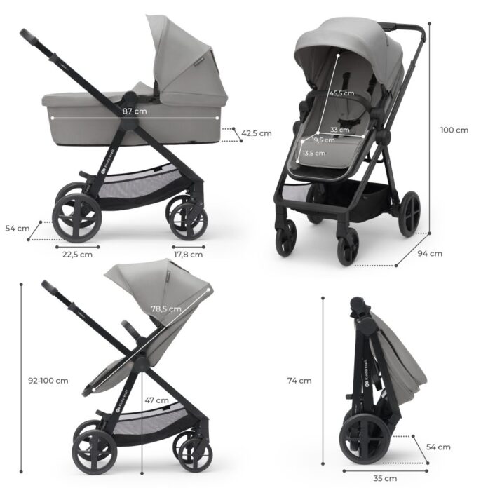 Carucior 3 in 1 Kinderkraft Newly moonlight grey