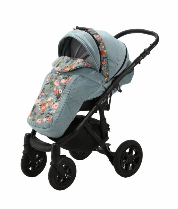 Carucior 3 in 1 Adamex Barletta FL4 Flowers Collection aquamarine cu scaun auto iSize, landou cu suport de cap reglabil pe inaltime, parte sport reglabila pana la orizontala, suspensii Carucior 3 in 1 Adamex Barletta FL4 Flowers Collection aquamarine cu scaun auto iSize, landou cu suport de cap reglabil pe inaltime, parte sport reglabila pana la orizontala, suspensii