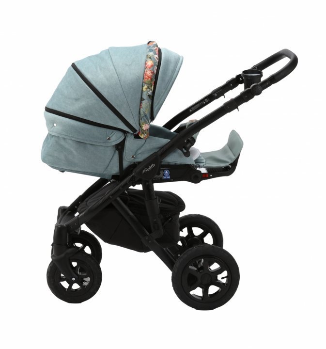 Carucior 3 in 1 Adamex Barletta FL4 Flowers Collection aquamarine cu scaun auto iSize, landou cu suport de cap reglabil pe inaltime, parte sport reglabila pana la orizontala, suspensii Carucior 3 in 1 Adamex Barletta FL4 Flowers Collection aquamarine cu scaun auto iSize, landou cu suport de cap reglabil pe inaltime, parte sport reglabila pana la orizontala, suspensii