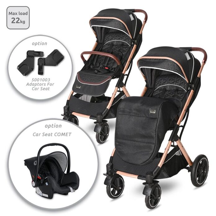 Carucior pentru nou-nascut Storm pana la 22 kg cadru aluminiu Luxe Black Carucior pentru nou-nascut Storm pana la 22 kg cadru aluminiu Luxe Black