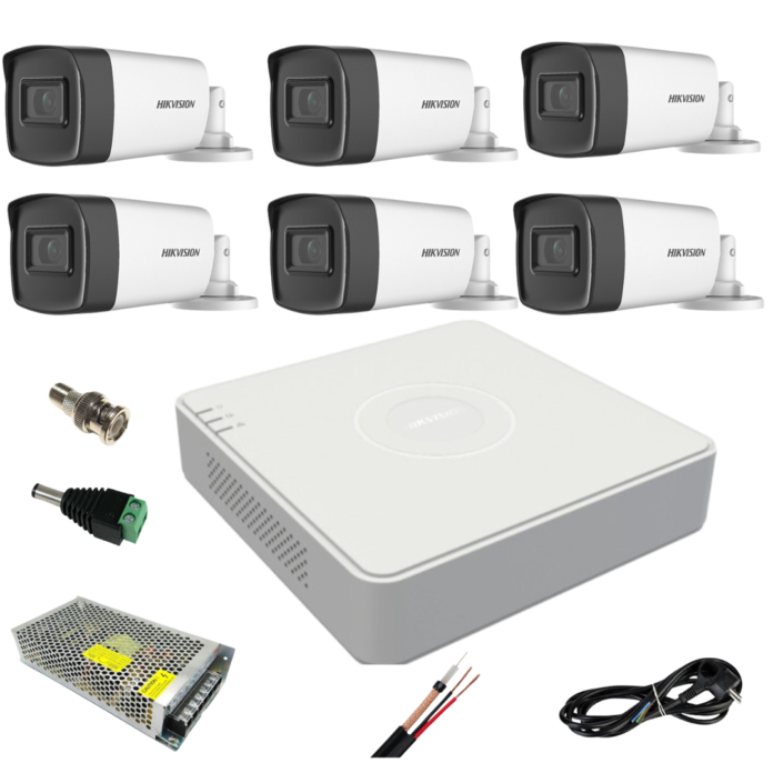 Sistem supraveghere video ultra profesional Hikvision 6 camere exterior 5MP Turbo HD cu IR 80M, DVR 8 canale, full accesorii Sistem supraveghere video ultra profesional Hikvision 6 camere exterior 5MP Turbo HD cu IR 80M, DVR 8 canale, full accesorii