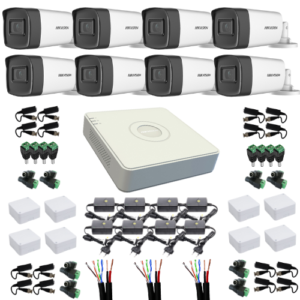 Kit complet sistem supraveghere exterior profesional HIKVISION cu 8 camere 5MP TURBO HD, IR 40m Kit complet sistem supraveghere exterior profesional HIKVISION cu 8 camere 5MP TURBO HD, IR 40m