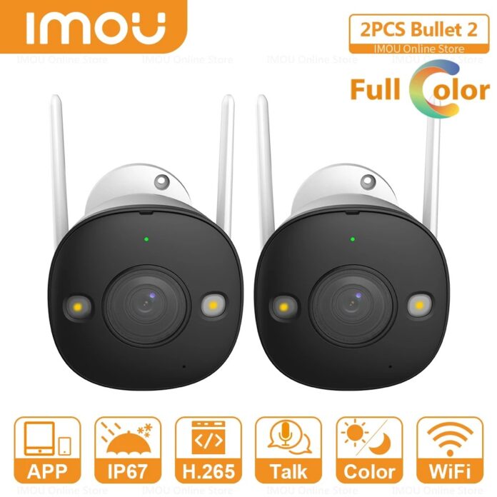 Kit supraveghere 2 camere Wi-Fi IMOU 5MP Dual Light 30m Microfon Difuzor Alarma, 2 x carduri memorie 64GB, 2 x doze montaj