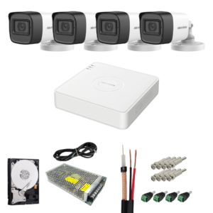 Kit complet 4 camere supraveghere exterior 5MP TurboHD Hikvision IR 25M DVR 4 Canale sursa alimentare accesorii + hard 1TB Kit complet 4 camere supraveghere exterior 5MP TurboHD Hikvision IR 25M DVR 4 Canale sursa alimentare accesorii + hard 1TB