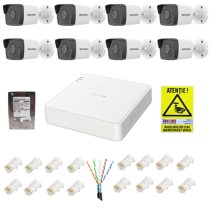 Kit supraveghere IP Hikvision 8 camere 2MP IR 30m PoE Lentila 2.8mm, NVR 8 canale 6MP PoE, accesorii montaj, HDD 2TB + Autocolant Rovision Kit supraveghere IP Hikvision 8 camere 2MP IR 30m PoE Lentila 2.8mm, NVR 8 canale 6MP PoE, accesorii montaj, HDD 2TB + Autocolant Rovision