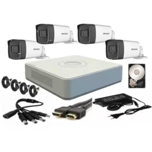 Kit supraveghere video Hikvision 4 camere 2MP FULLHD 1080p IR 40m + accesorii instalare, HDD 500GB Kit supraveghere video Hikvision 4 camere 2MP FULLHD 1080p IR 40m + accesorii instalare, HDD 500GB