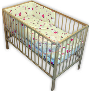 Lenjerie patut Kitty Floricele 4 piese crem Lenjerie patut Kitty Floricele 4 piese crem