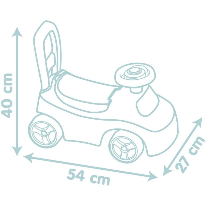 Masinuta pentru copii fara pedale Smoby Auto verde, de la 10 luni, spatar cu posibilitatea de impingere, spatiu de depozitare, scaun ergonomic