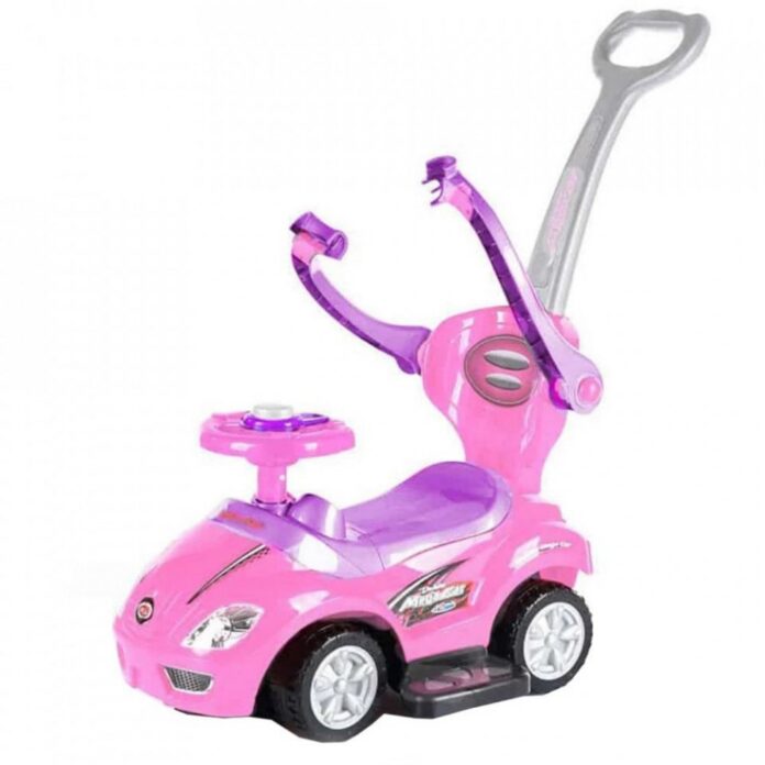 Masinuta copii si bebe NOVOKIDS MegaCar, Cu melodii si lumini, Maner de impins pentru parinti detasabil, Functie trotineta fara pedale, Pentru interi