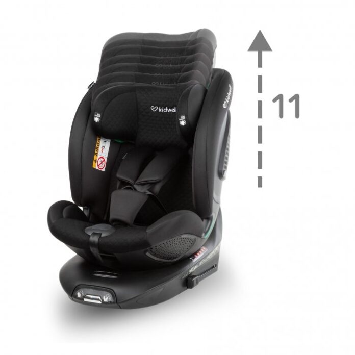 Scaun auto Kidwell GoCar Gri cu isofix, grupa 40-135 cm, i-Size, omologare R129, rotativ 360, protectie laterala ASP