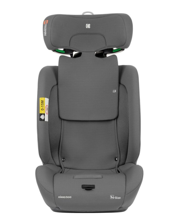 Scaun auto cu isofix KikkaBoo 76-150 cm i-Flit i-SIZE Dark Grey,conectori isofix telescopici,tetiera reglabila in 12 pozitii,perna reductor,ghidaj multi centura,SPS-sistem de protectie laterala,top tether,spatar reglabil