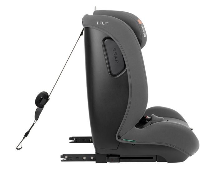 Scaun auto cu isofix KikkaBoo 76-150 cm i-Flit i-SIZE Dark Grey,conectori isofix telescopici,tetiera reglabila in 12 pozitii,perna reductor,ghidaj multi centura,SPS-sistem de protectie laterala,top tether,spatar reglabil
