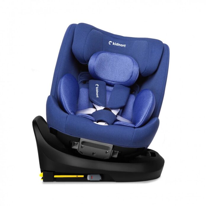 Scaun auto pentru copii, Kidnort Radjur Grey, cu isofix rotativ 360 i-Size 40-150 cm, Top Tether, centuri in 5 puncte, Sistem de impact lateral, baldachin reglabil, pozitie somn
