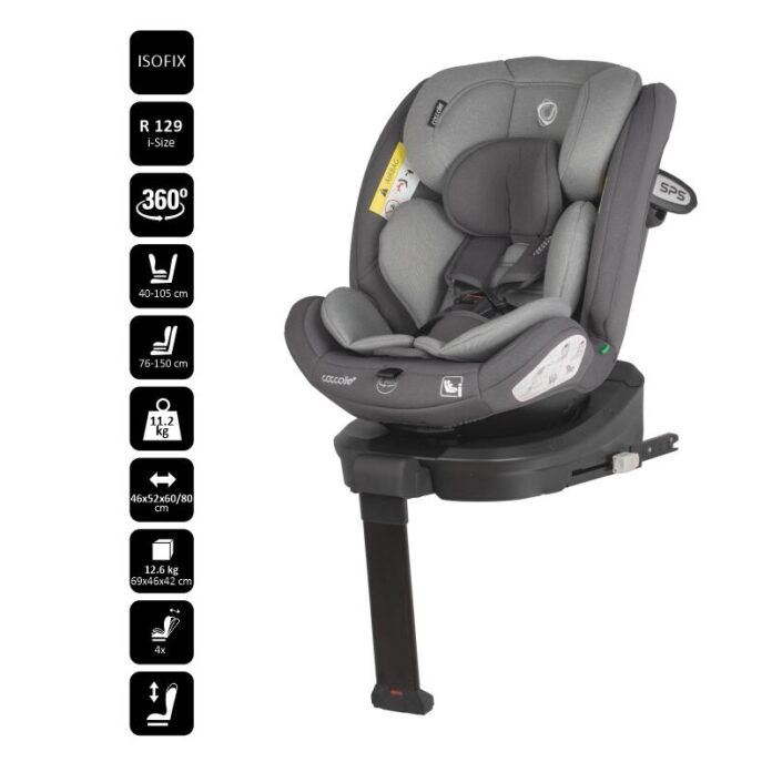 Scaun auto rotativ cu Isofix Coccolle Sidra iSize Premium Line Diamond black 40-150 cm,0-12 ani,4 pozitii de inclinare,Tetiera reglabila,Pozitie somn,Husa detasabila,Sistem antibasculare,Picior de fixare,Omologat R129 Scaun auto rotativ cu Isofix Coccolle Sidra iSize Premium Line Diamond black 40-150 cm,0-12 ani,4 pozitii de inclinare,Tetiera reglabila,Pozitie somn,Husa detasabila,Sistem antibasculare,Picior de fixare,Omologat R129