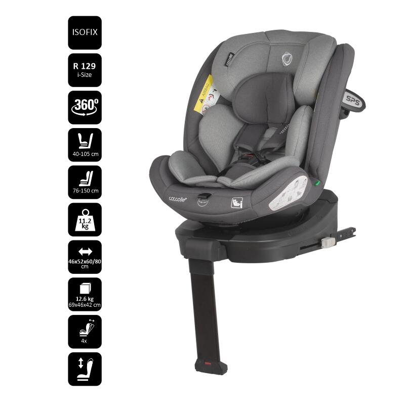 Scaun auto rotativ cu Isofix Coccolle Sidra iSize Premium Line Diamond black 40-150 cm,0-12 ani,4 pozitii de inclinare,Tetiera reglabila,Pozitie somn,Husa detasabila,Sistem antibasculare,Picior de fixare,Omologat R129 Scaun auto rotativ cu Isofix Coccolle Sidra iSize Premium Line Diamond black 40-150 cm,0-12 ani,4 pozitii de inclinare,Tetiera reglabila,Pozitie somn,Husa detasabila,Sistem antibasculare,Picior de fixare,Omologat R129