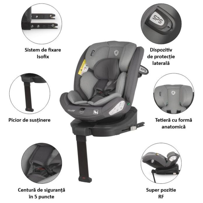 Scaun auto rotativ cu Isofix Coccolle Sidra iSize Premium Line Diamond black 40-150 cm,0-12 ani,4 pozitii de inclinare,Tetiera reglabila,Pozitie somn,Husa detasabila,Sistem antibasculare,Picior de fixare,Omologat R129 Scaun auto rotativ cu Isofix Coccolle Sidra iSize Premium Line Diamond black 40-150 cm,0-12 ani,4 pozitii de inclinare,Tetiera reglabila,Pozitie somn,Husa detasabila,Sistem antibasculare,Picior de fixare,Omologat R129