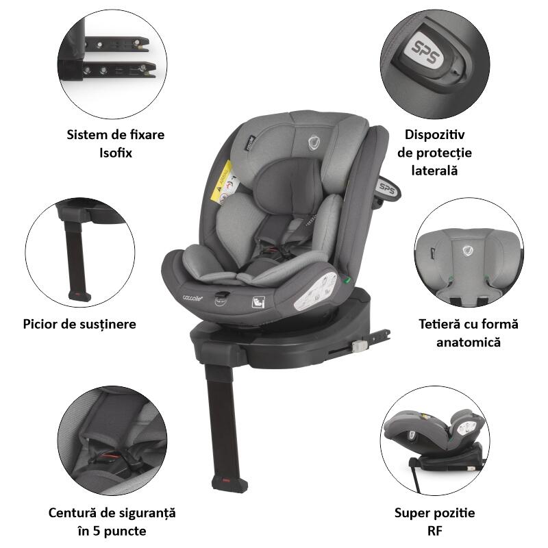 Scaun auto rotativ cu Isofix Coccolle Sidra iSize Premium Line Diamond black 40-150 cm,0-12 ani,4 pozitii de inclinare,Tetiera reglabila,Pozitie somn,Husa detasabila,Sistem antibasculare,Picior de fixare,Omologat R129 Scaun auto rotativ cu Isofix Coccolle Sidra iSize Premium Line Diamond black 40-150 cm,0-12 ani,4 pozitii de inclinare,Tetiera reglabila,Pozitie somn,Husa detasabila,Sistem antibasculare,Picior de fixare,Omologat R129